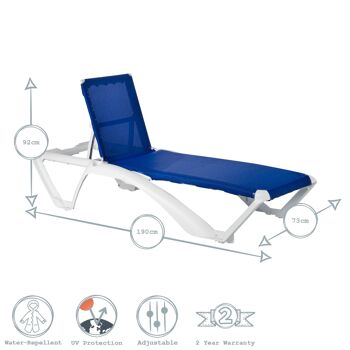 Chaise longue Resol Marina - Cadre gris foncé avec toile naturelle/crème 4