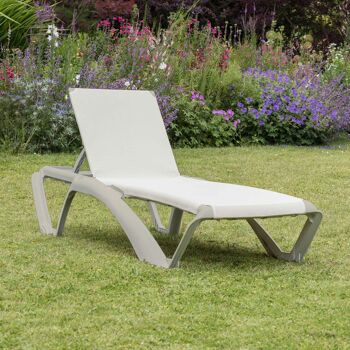 Chaise longue Resol Marina - Cadre crème ivoire avec matériau en toile naturelle/crème 2