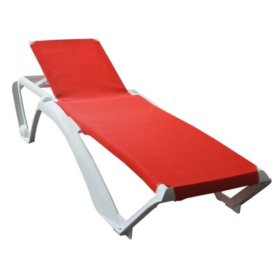 Resol Marina Sun Lounger - White Frame & Red Canvas