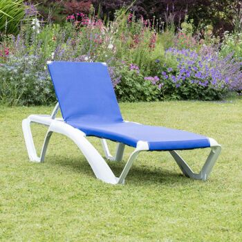 Chaise longue Resol Marina - Cadre blanc et toile bleue 2