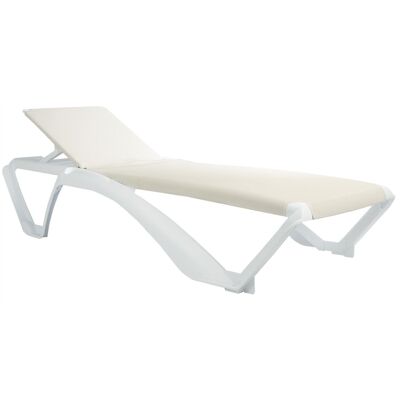 Resol Marina Sun Lounger - White Frame with Natural Canvas Material