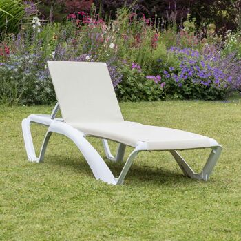 Chaise longue Resol Marina - Cadre blanc avec toile naturelle 2