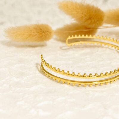 Adjustable double line gold bangle bracelet