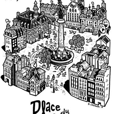 CARTE POSTALE  PLACE DU GÉNÉRAL DE GAULLE LILLE NOIR ET BLANC