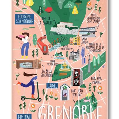 LARGE FORMAT MAGNET MAP OF GRENOBLE