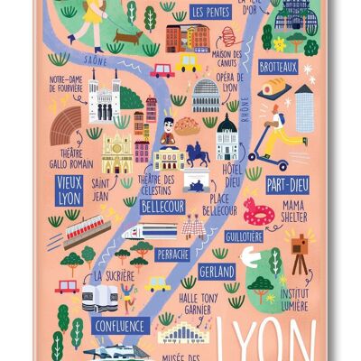 LARGE FORMAT MAGNET MAP OF LYON