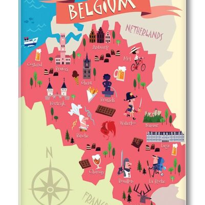 LARGE FORMAT MAGNET MAP OF BELGIUM