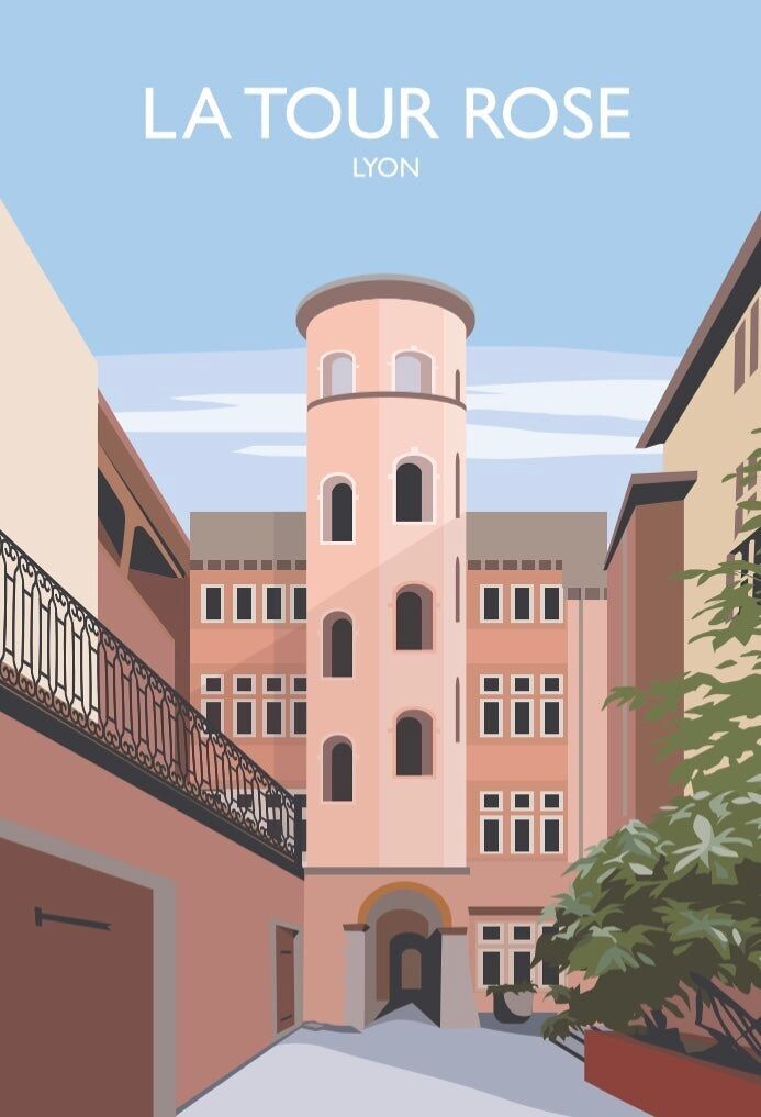 POSTKARTE DER ROSA TURM LYON