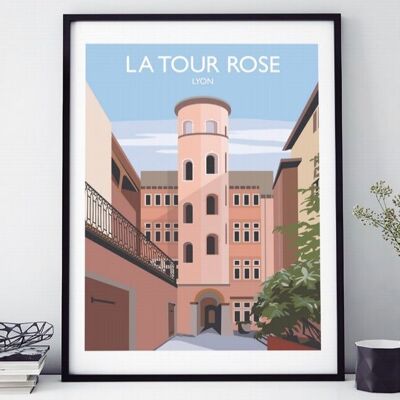 AFFICHE 18 CM PAR 24 CM LA TOUR ROSE LYON