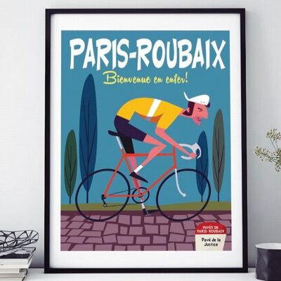 POSTER 18 CM BY 24 CM PARIS-ROUBAIX WELCOME TO HELL
