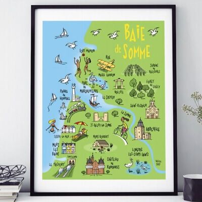 CARTEL 18 CM POR 24 CM MAPA DE LA BAHÍA DE SOMME