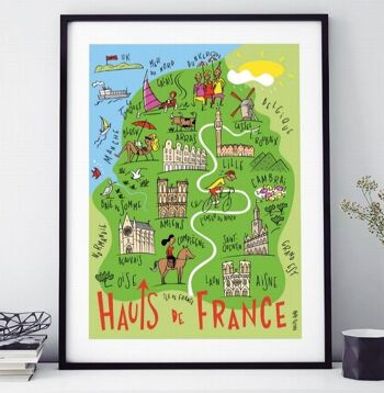 AFFICHE 18 CM PAR 24 CM HAUTS DE FRANCE CARTE