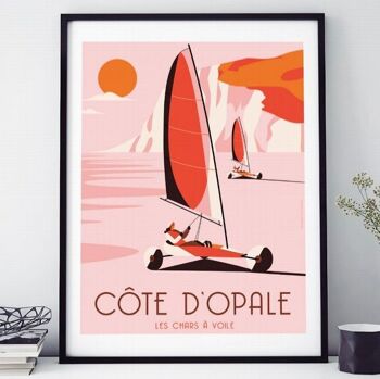 AFFICHE 18 CM PAR 24 CM LES CHARS À VOILE CÔTE D'OPALE