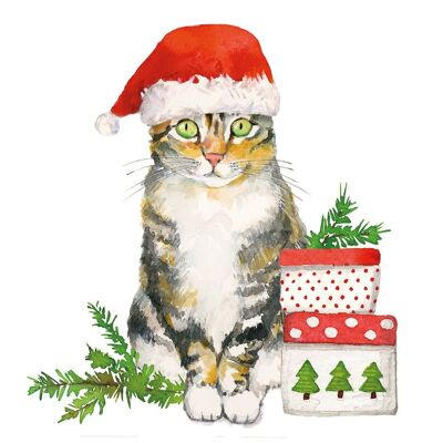 Servilleta Gatito Navidad 33x33