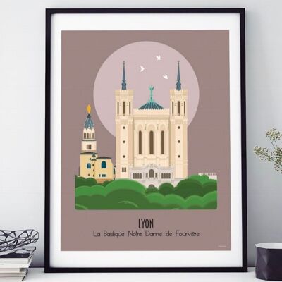 AFFICHE 18 CM PAR 24 CM BASILIQUE NOTRE DAME DE FOURVIÈVRE LYON