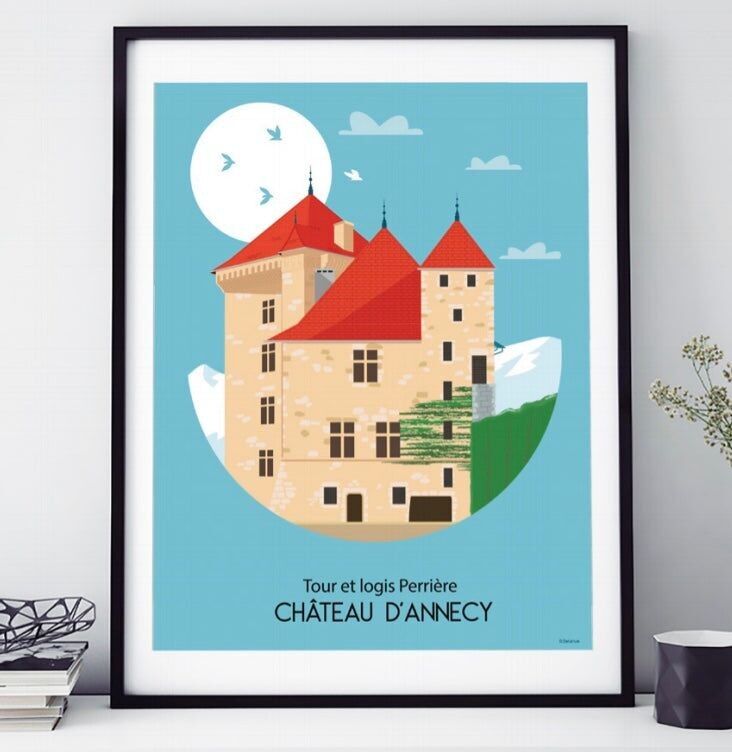 POSTER 18 CM x 24 CM TURM UND LOGIS PERRIÈRE CHÂTEAU D’ANNECY