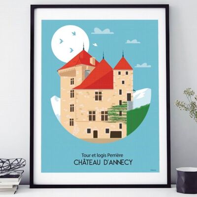 AFFICHE 18 CM PAR 24 CM TOUR ET LOGIS PERRIÈRE CHÂTEAU D'ANNECY