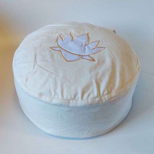 Meditatiekussen - Wit met witte lotusbloem