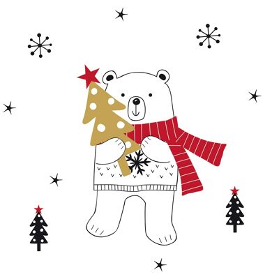 X-Mas Bear Napkin 33x33