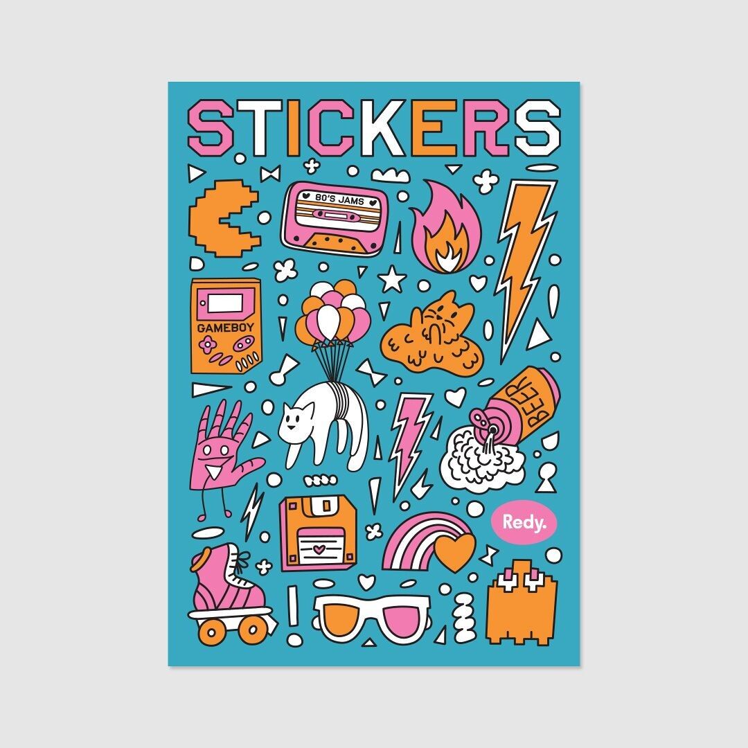A5-Aufkleberset (gestanzt) – Retro (16 Aufkleber)