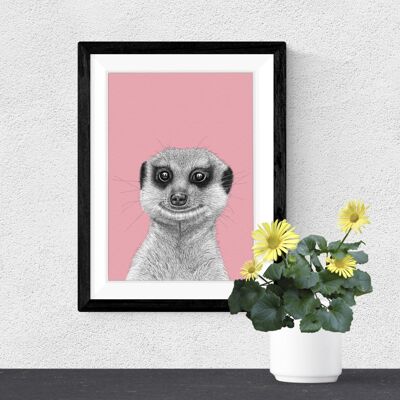 Detailed Animal Art Print - Meerkat // A4 Pen & Ink Drawing // Wildlife Wall Art