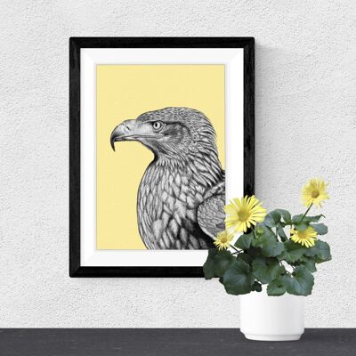 Impresión detallada de arte animal - Águila esteparia // Dibujo de pluma y tinta A4 // Arte de pared de vida silvestre