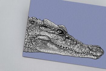 Impression d’art animalier détaillée - Crocodile des Philippines // Stylo A4 et dessin à l’encre // Art mural de la faune 2