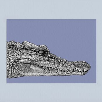 Impression d’art animalier détaillée - Crocodile des Philippines // Stylo A4 et dessin à l’encre // Art mural de la faune 3