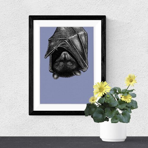 Detailed Animal Art Print - Livingstone’s Fruit Bat // A4 Pen & Ink Drawing // Wildlife Wall Art