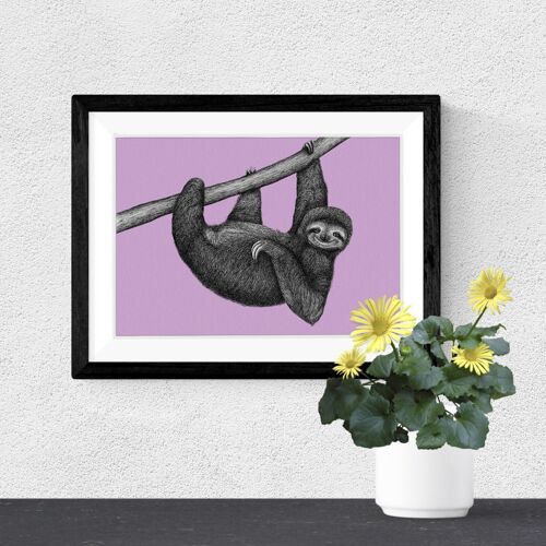 Detailed Animal Art Print - Sloth // A4 Pen & Ink Drawing // Wildlife Wall Art