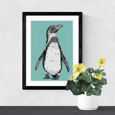 Impression d’art animalier détaillée - Manchot de Humboldt // A4 Pen & Ink Drawing // Wildlife Wall Art