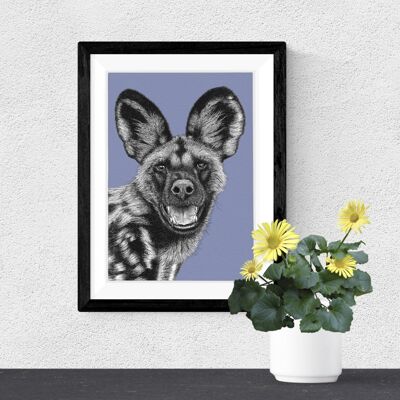 Detailed Animal Art Print - African Painted Dog // A4 Pen & Ink Drawing // Wildlife Wall Art