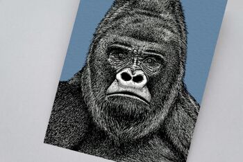 Impression d’art animalier détaillée - Gorille des plaines // Dessin au stylo et à l’encre A4 // Art mural de la faune 2