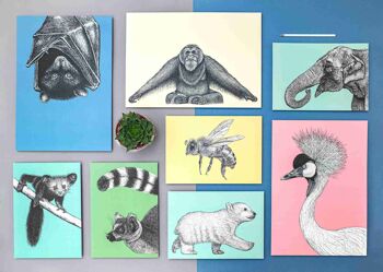 Impression d’art animalier détaillée - Éléphant d’Asie // Dessin au stylo et à l’encre A4 // Art mural de la faune 5