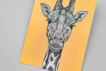 Impression d’art animal détaillée - Girafe // A4 Pen & Ink Drawing // Wildlife Wall Art 2