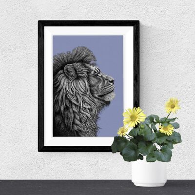 Detailed Animal Art Print - African Lion // A4 Pen & Ink Drawing // Wildlife Wall Art