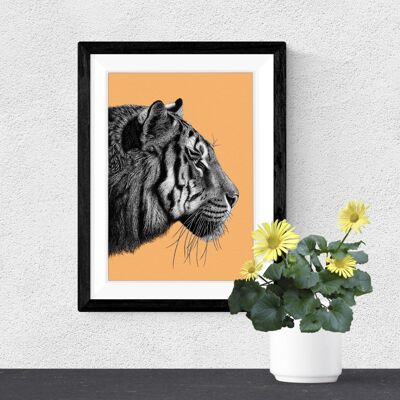 Detailed Animal Art Print - Tiger // A4 Pen & Ink Drawing // Wildlife Wall Art