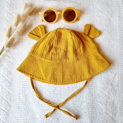 Chapeau de soleil hydrophile pour bébé - Jaune ocre