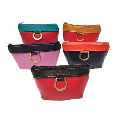 TWO-COLOR LEATHER PURSE SET OF 12