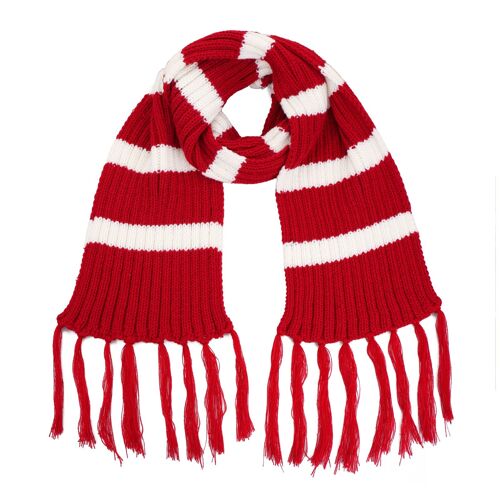 Coarse Knitted Santa Scarf Classic Red and White striped