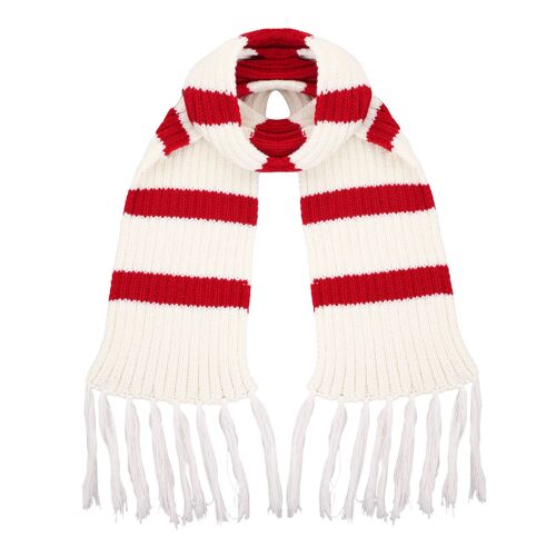 Coarse Knitted Santa Scarf Classic Red and White striped