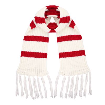 Sciarpa di Babbo Natale lavorata a maglia grossa classica a righe rosse e bianche