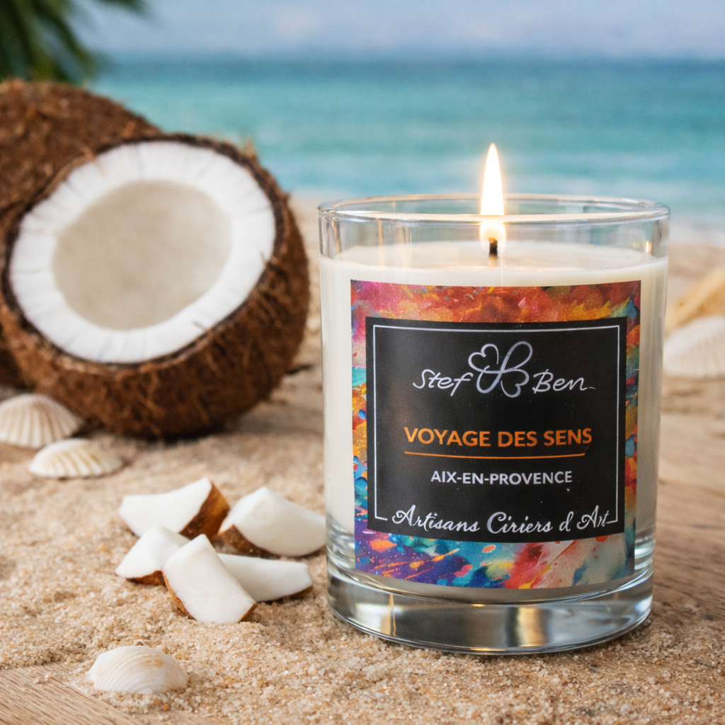 COCO DES ILES scented candle, hand-poured by artistic wax makers