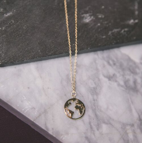 Petra Coin World Map Necklace - Gold