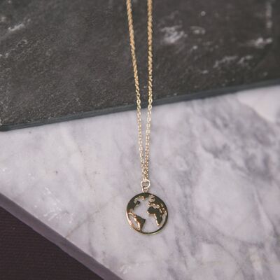 Collier Petra Coin World Map - Or