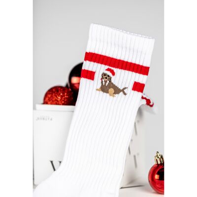 Calcetines deportivos con sello navideño de PATRON SOCKS: ¡MANTÉNGASE FRESCO, JUEGA FRESCO!