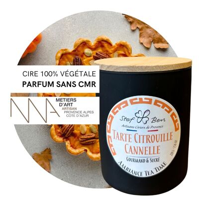 Bougie parfumée TARTE CITROUILLE CANNELLE, coulée à la main par des ciriers d'art