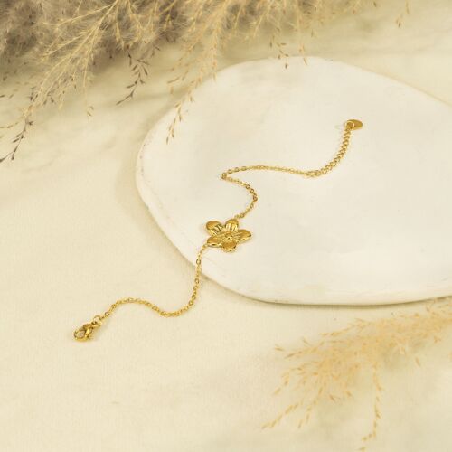 Bracelet chaîne dorée fleur