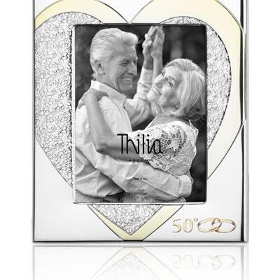 Photo Frame 18x24 cm Silver "Heart" Line 50th Anniversary