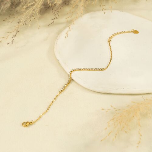 Bracelet chaîne dorée avec strass